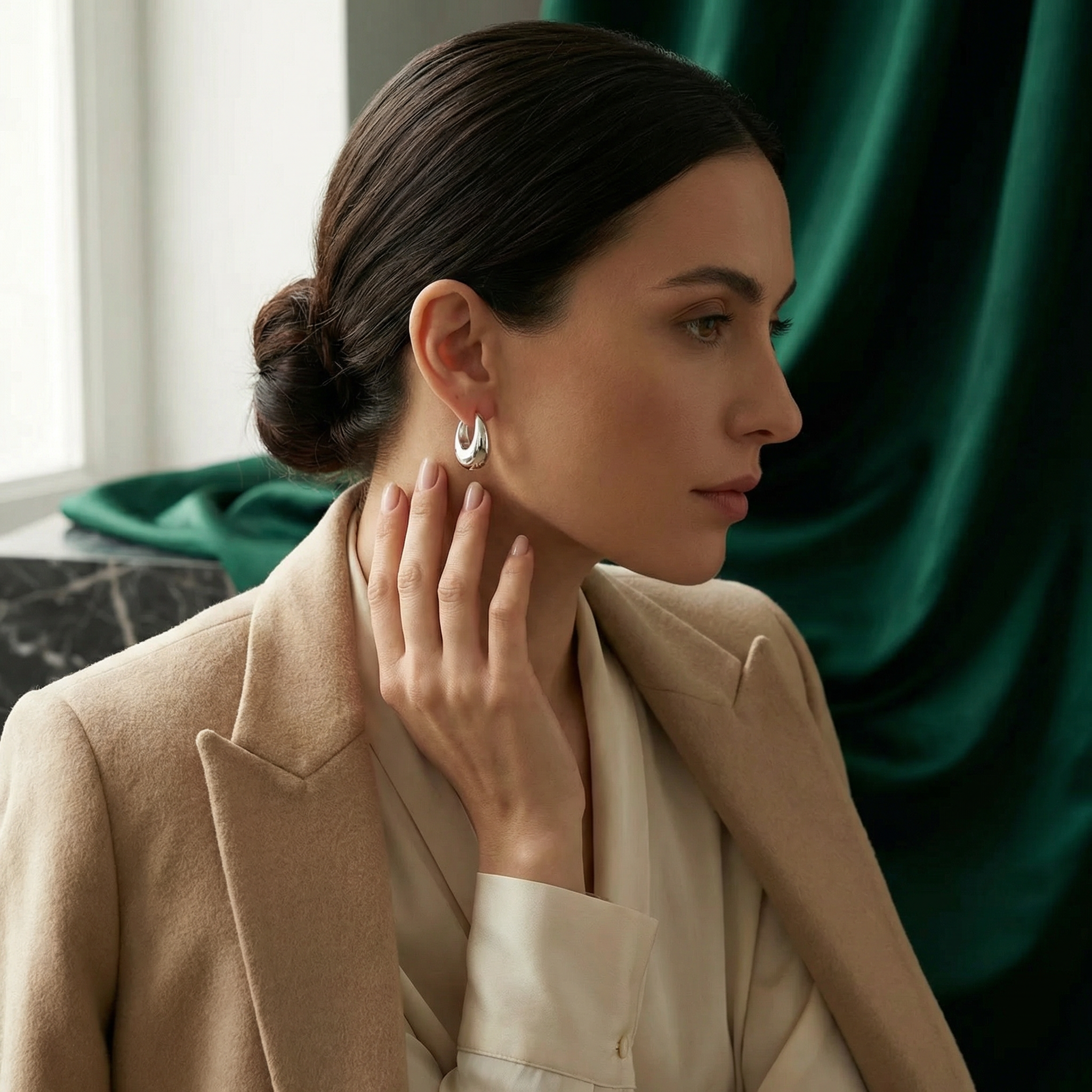 Noelle — Bold Silver Hoop Earrings