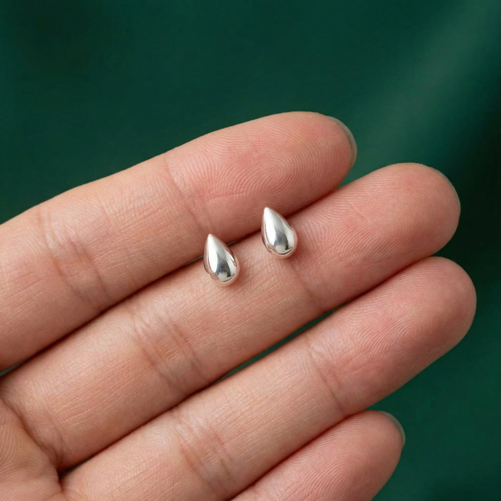 Celestine — Teardrop Silver Studs