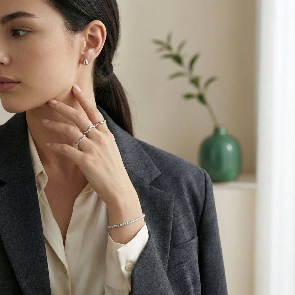 Celestine — Teardrop Silver Studs