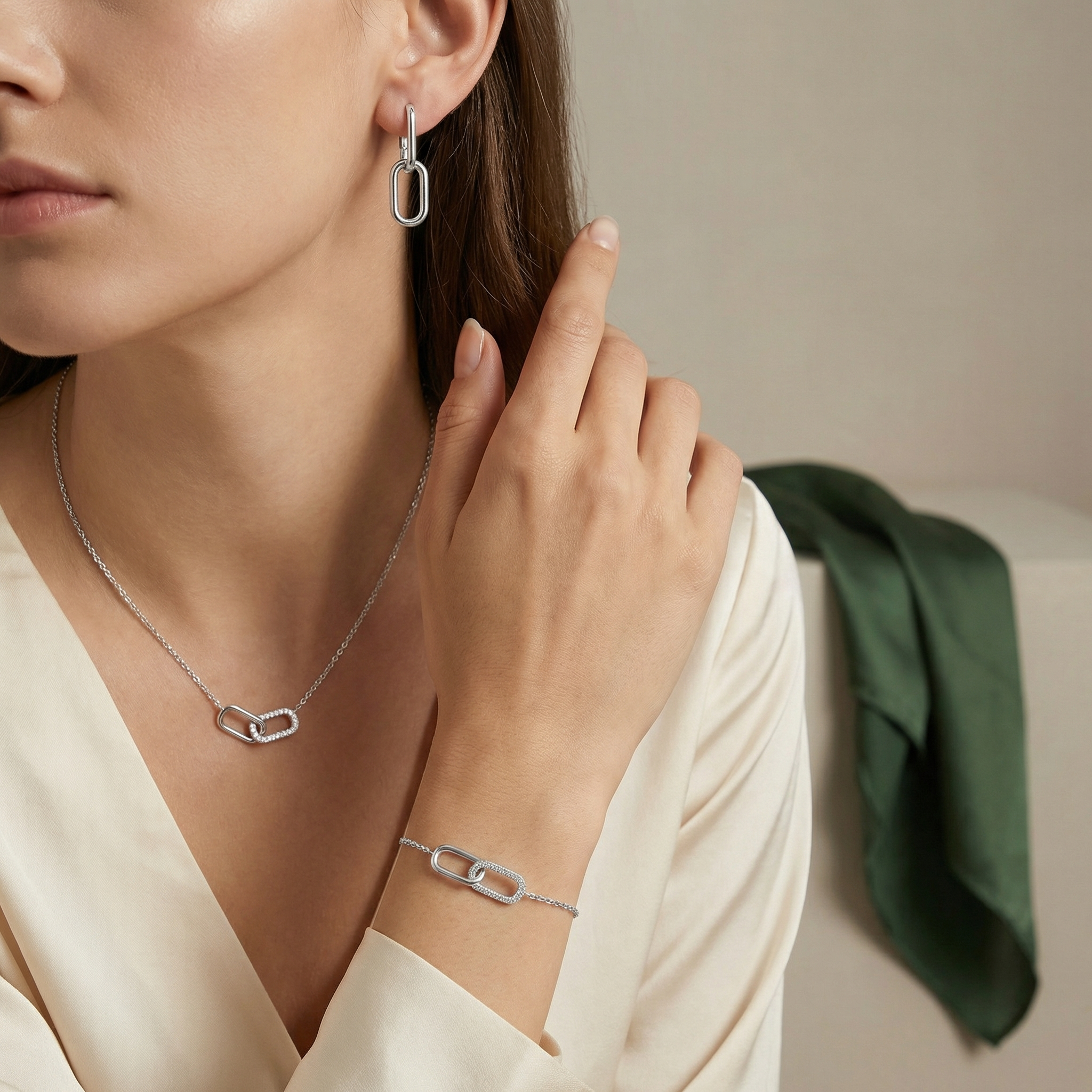 Celestia — Double Link Pavé Necklace