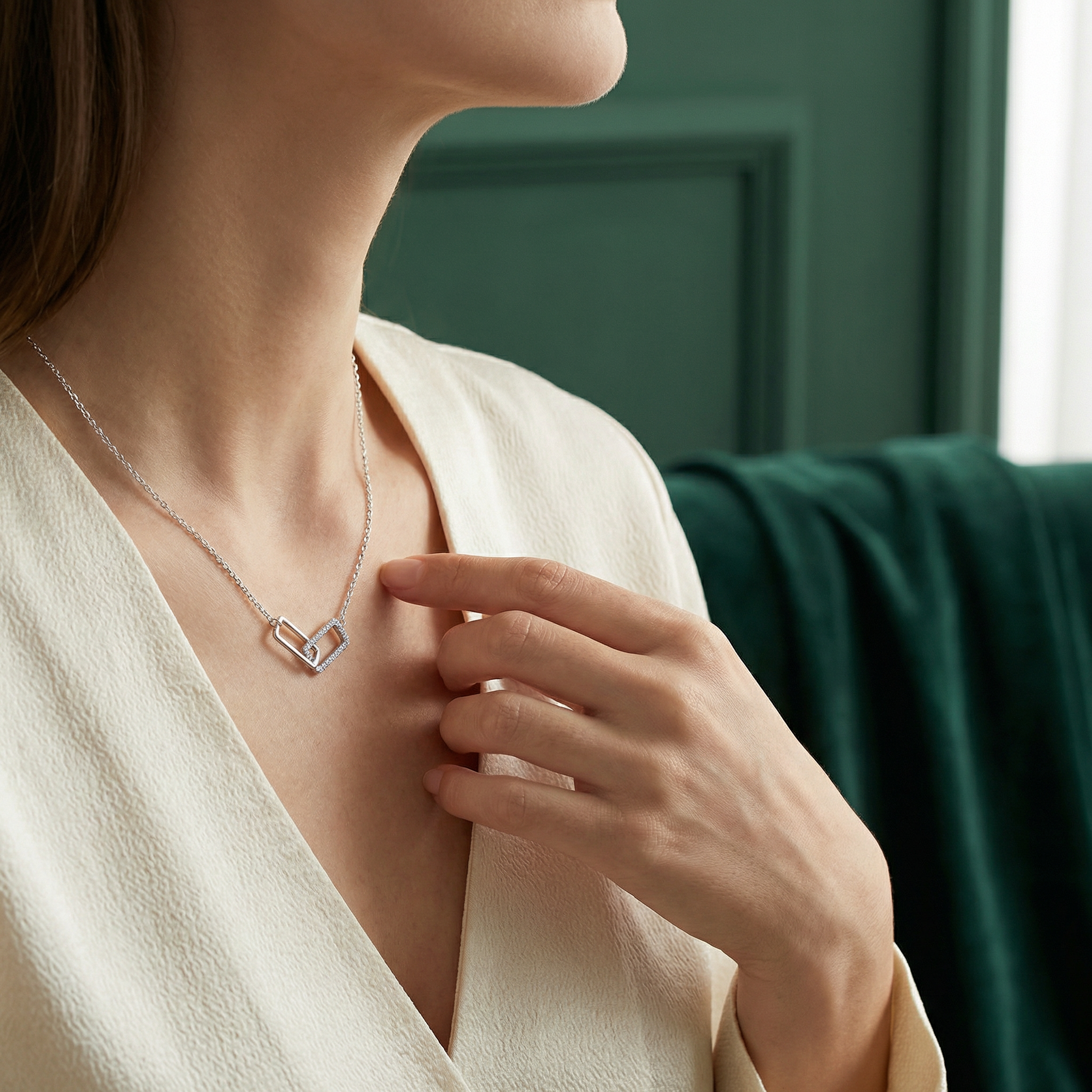 Celestia — Double Link Pavé Necklace