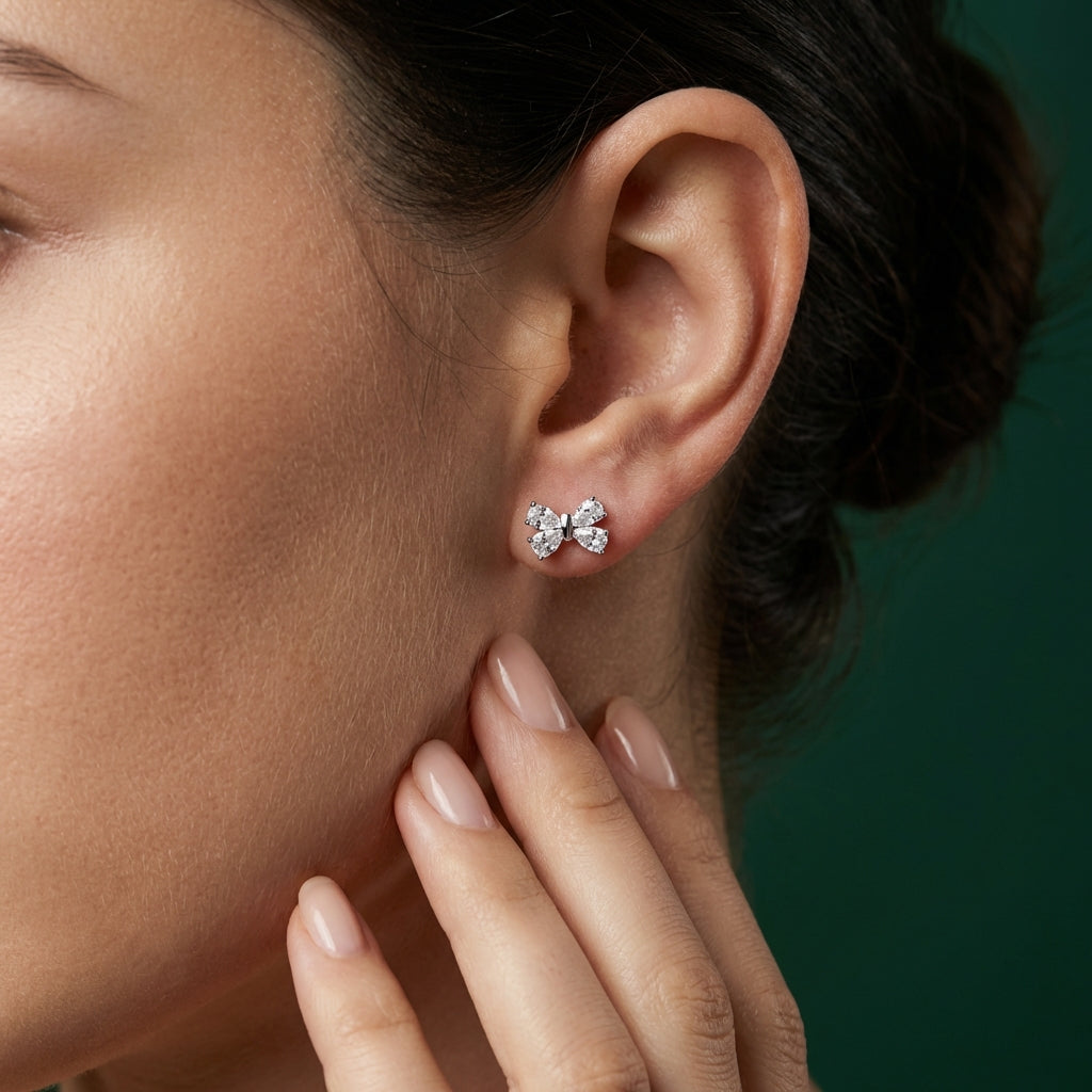 Colette — Bow Zircon Stud Earrings