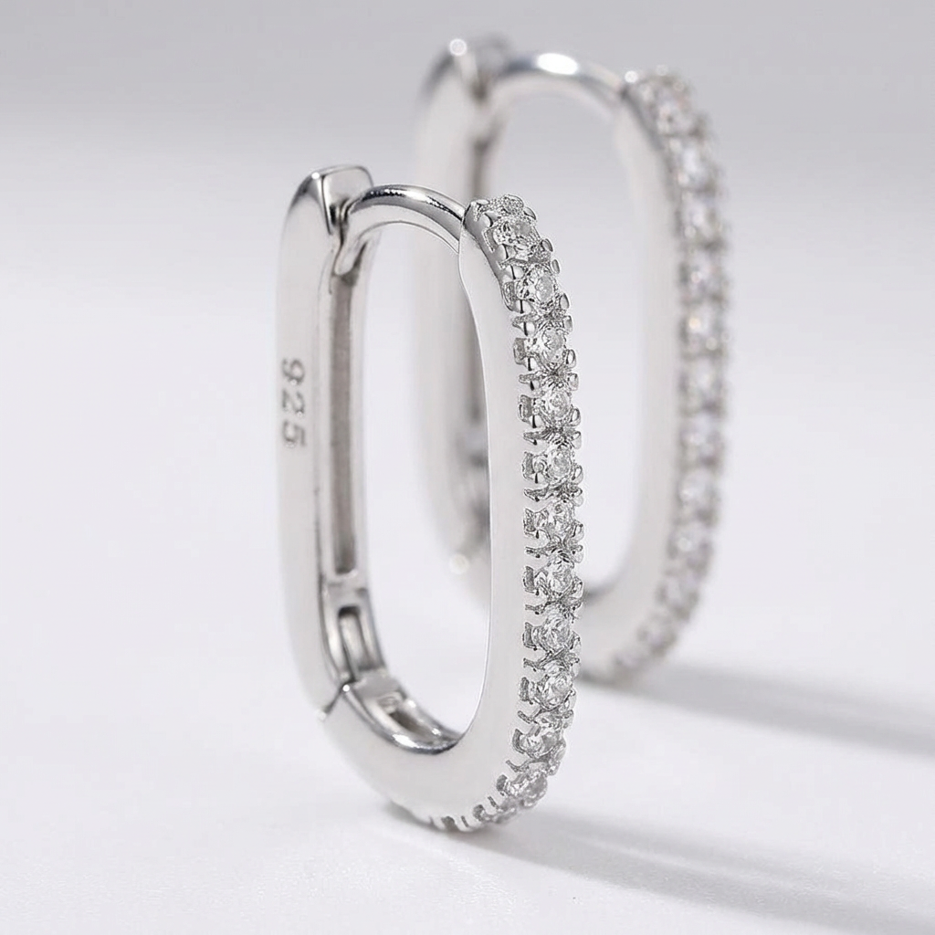 Aveline — Pavé U-Hoop Earrings