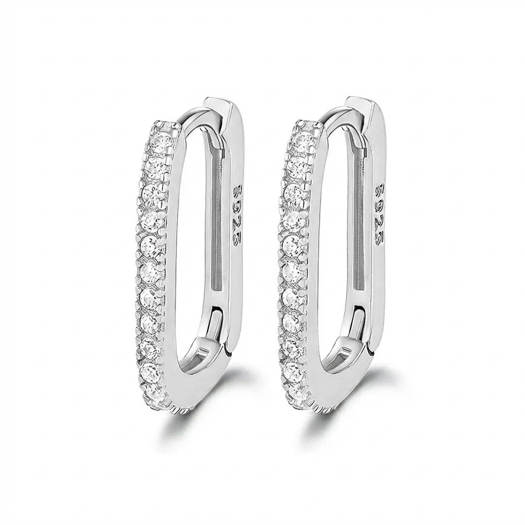 Aveline — Pavé U-Hoop Earrings