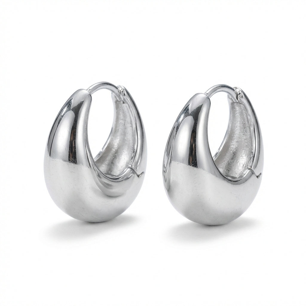 Noelle — Bold Silver Hoop Earrings